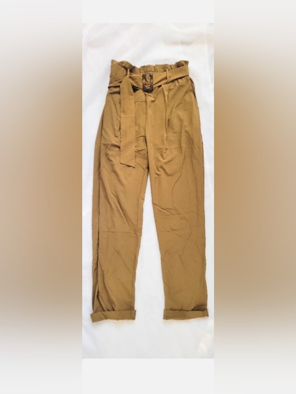 NWOT!Elevated Summer Women's Belted Lux Relaxed Fit Paper Bag Trouser Pant Large - Picture 8 of 16
